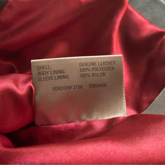 Vintage WILSONS LEATHER Black Jacket Red Lining Button Closure Size Large Unisex - Picture 16 of 16